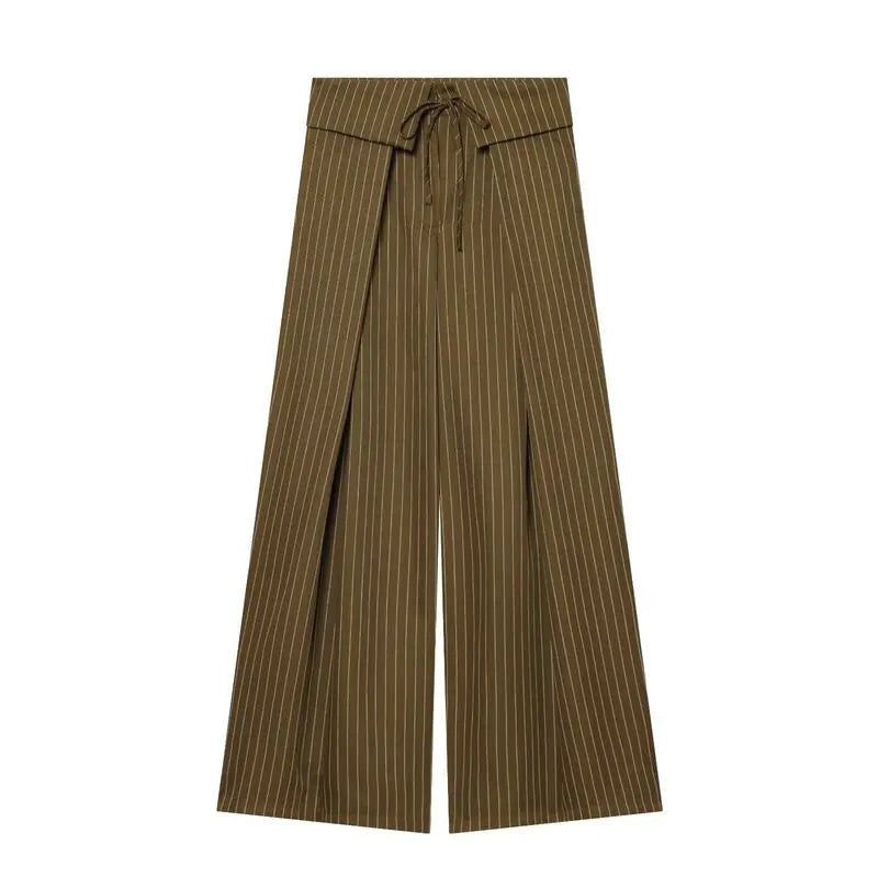 Women's Casual Wide Leg Pants Spring Summer 2026  Knot Waist Cinched Loose Fit Trousers Elegant Fashion Ladies