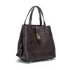 Women's Embossed Monogram PU Leather Tote Bag | Gold Padlock Detail | Tassel Zip | Dual Top Handles | 7 Colours