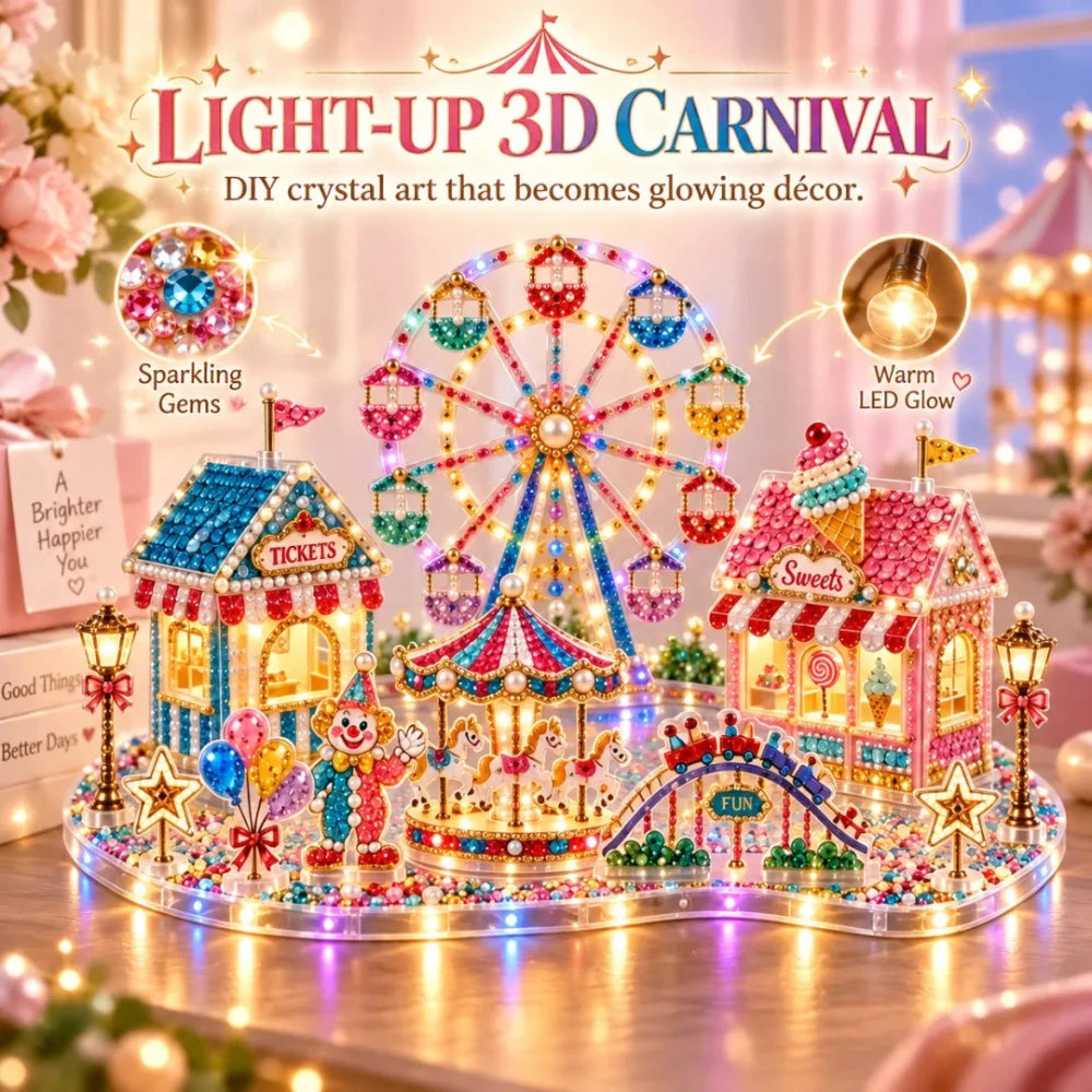 DIY 3D Gem Art Kit | Light-Up Village & Fantasy Designs | Braviixx