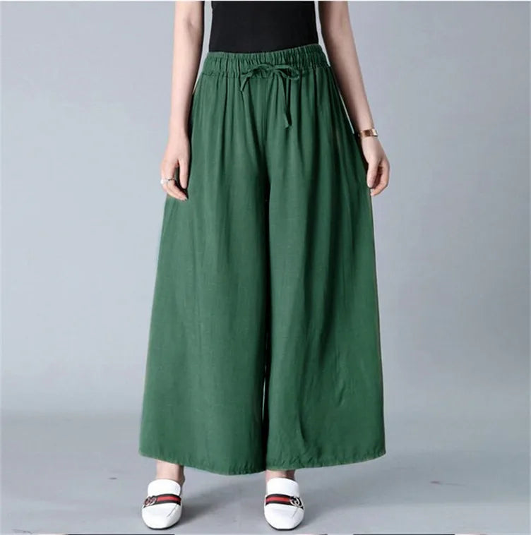 Women Summer Vintage cotton Linen Pants Long Palazzo 2026 Spring Celmia Casual Loose Wide Leg Pants skirts Trousers 6XL 7XL