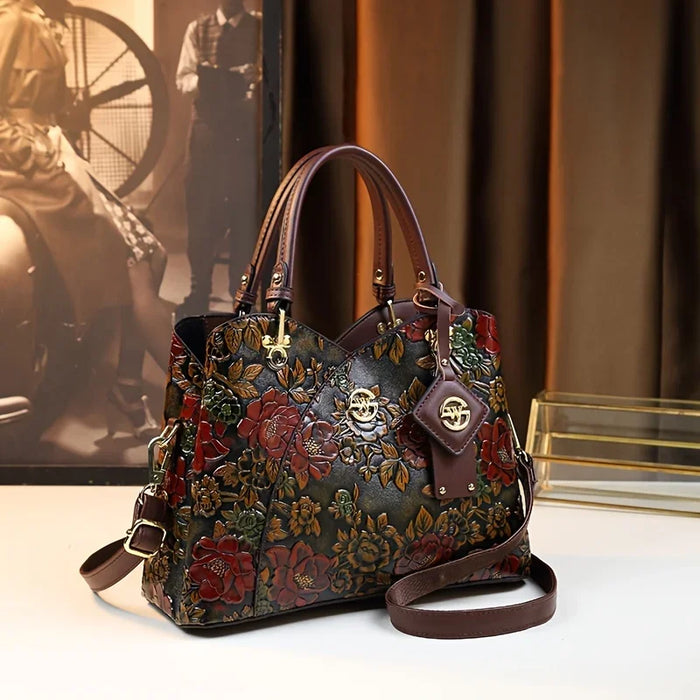 Floral Tote Bag | PU & Brown Handles | Braviixx