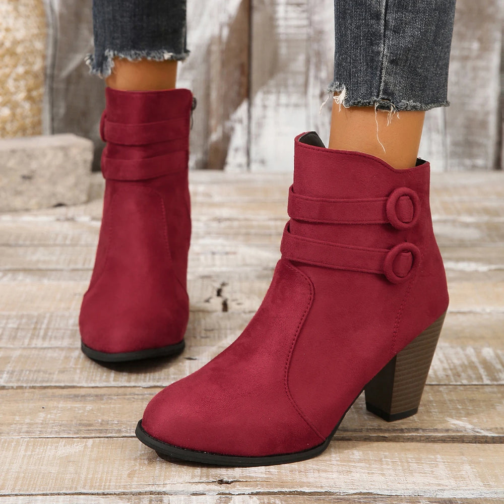 Ankle Boots | Double Buckle & Block Heel | Braviixx