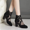 Women's Floral Lace Ankle Boots | Embellished Block Heels | Braviixx