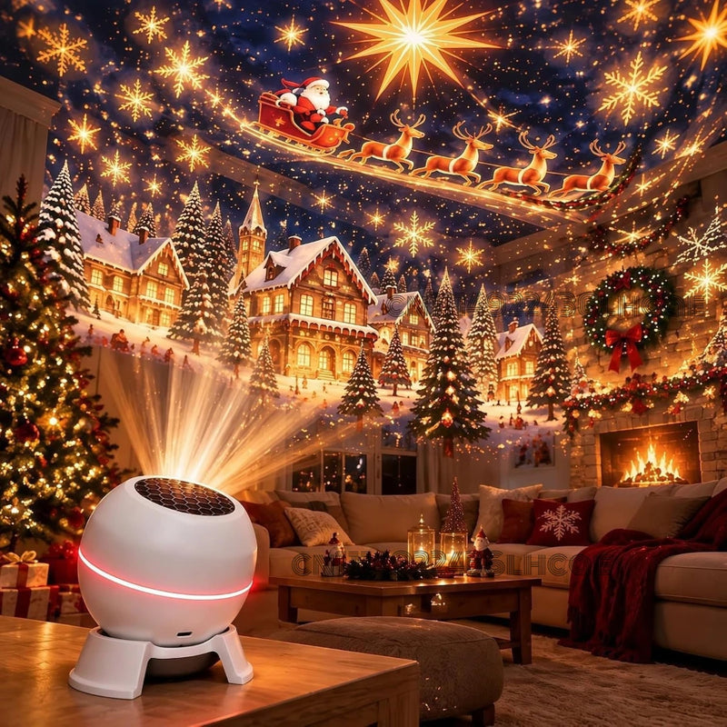 Christmas Projection Night Light | USB-Powered Indoor Decor | Braviixx