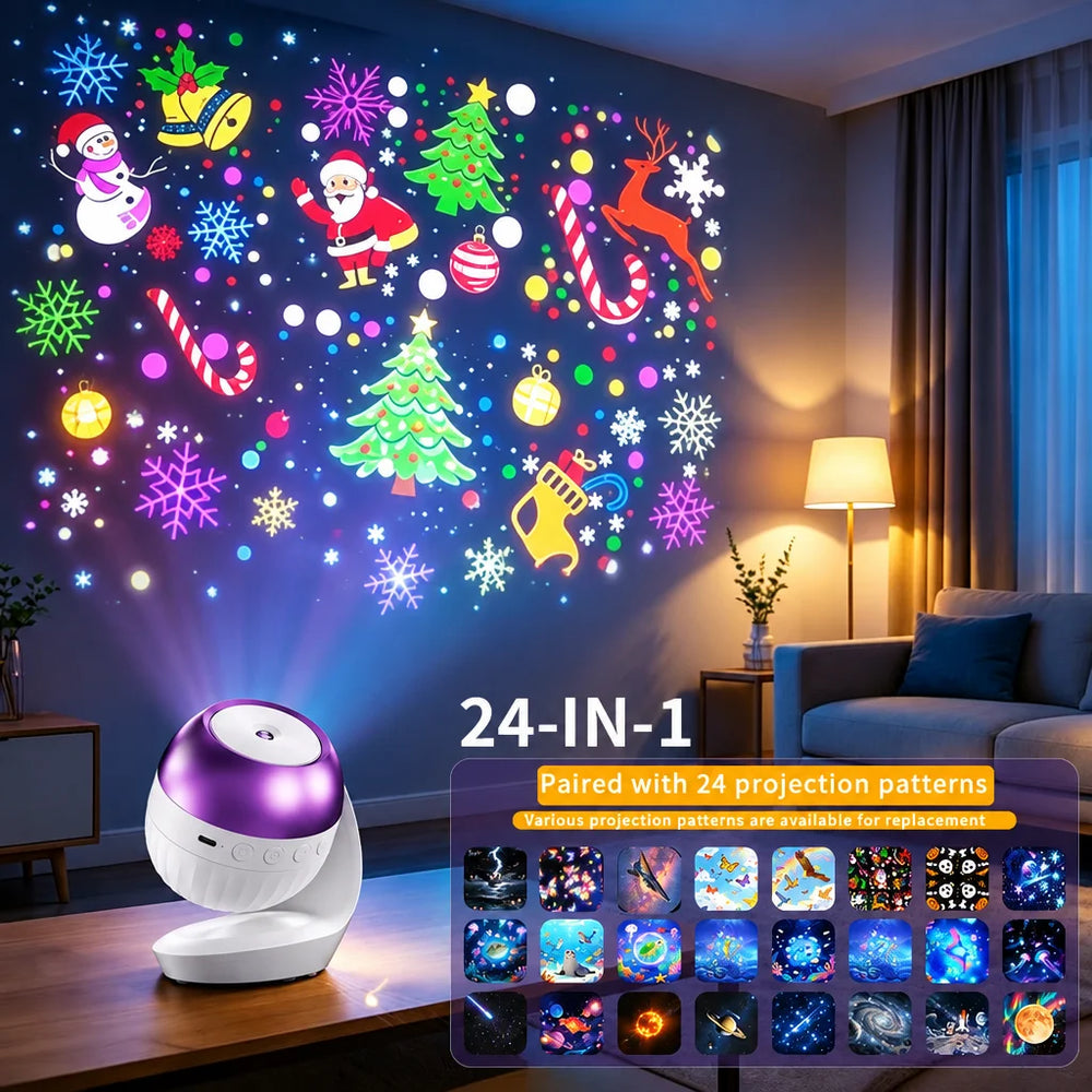 Galaxy & Holiday Projector | 24 Patterns & Auto-Off Timer | Braviixx