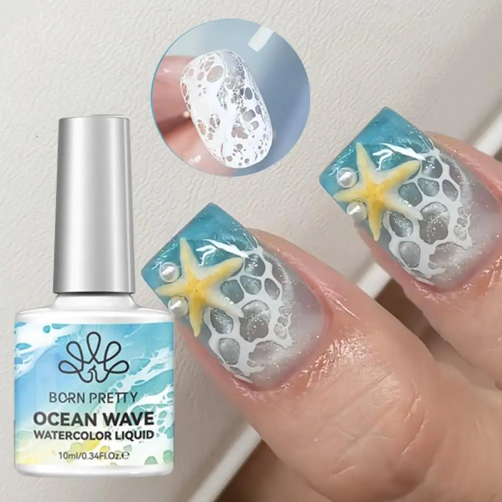 White Ocean Wave Effect Gel Nail Polish, 10ml | Braviixx