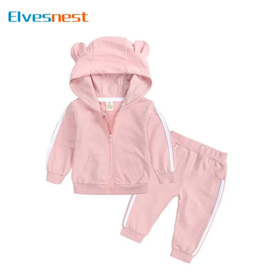 Baby Hooded Cotton Outfit Set | Long-Sleeve Top & Pants | 6–24M | Braviixx
