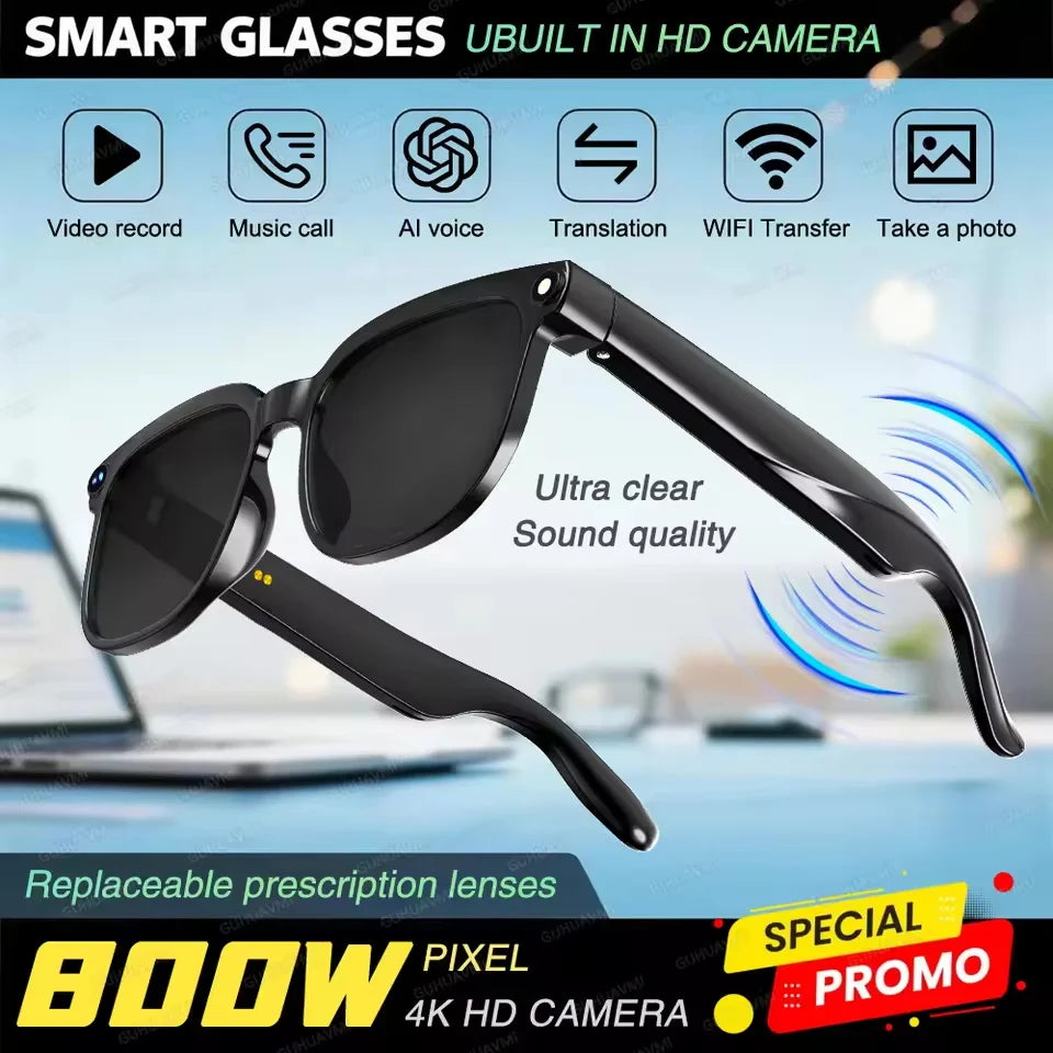 800W Pixel AI Camera Smart Glasses | Braviixx