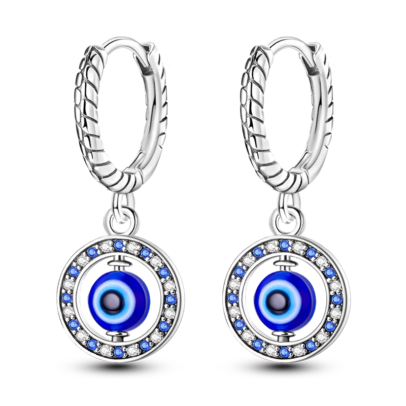 New Earrings 925 Silver Blue Butterfly Star Moon Dangle Hoop Earrings Ear Studs Zircon CZ Making Jewelry For Women Girl Party