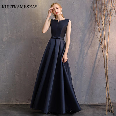 V-Neck Sleeveless Satin Ball Gown | Elegant Formal Bridesmaid & Prom Dress