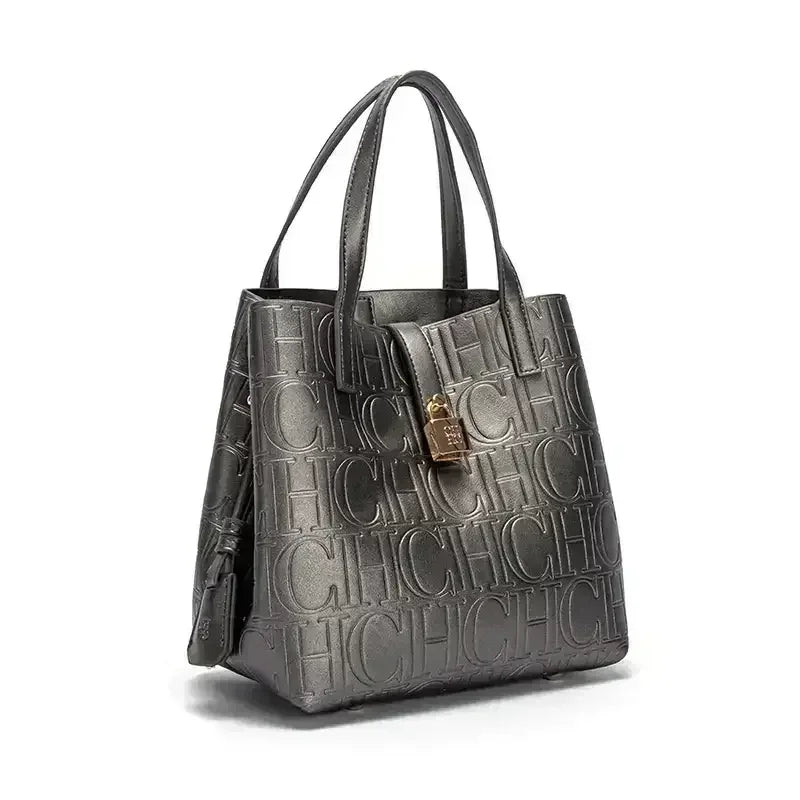 CH Women Tote Bag High Quality Pu Leather Top Handle Handbag With Lock Decoration Crossbody Shoulder Bag For Work Daily