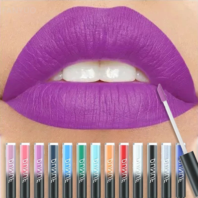 32 Color Lipstick Sexy Matte Long Lasting Lip Gloss Moisturizing Non-stick Cup Party Purple Blue Black Highly Pigments Lip Glaze
