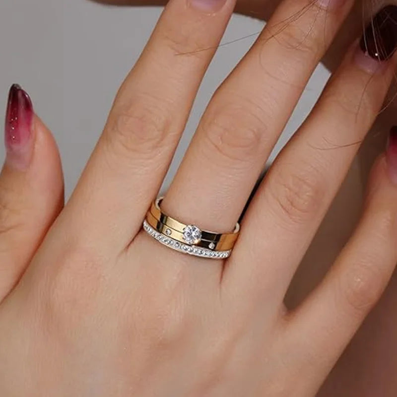 Three-Piece Cubic Zirconia Ring Set | Braviixx