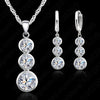 Women's Cubic Zirconia Jewellery Set | Three-Stone Pendant & Drop Earrings | Braviixx