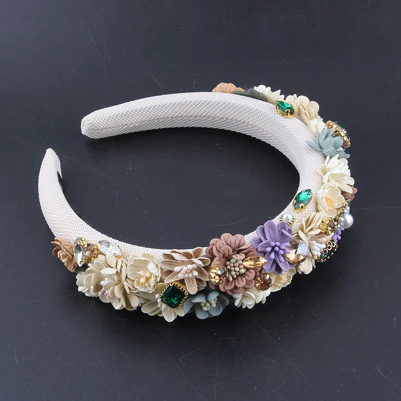 Pearl Fabric Flower Sponge Headbands Fashion Hair Accessories Trend Party Rhinestone Hairband Hair Band Girl Headwear20