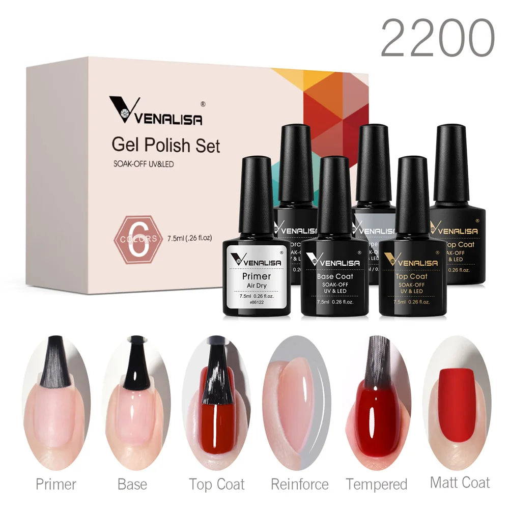 6-Piece UV/LED Gel Nail Polish Kit | 14 Color Sets | Braviixx