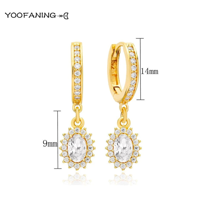 Hot Selling925 Sterling Silver Needle Exquisite 24K Gold Earrings Water Drop Gold Earrings Women's Luxury Wedding Party Jewelry