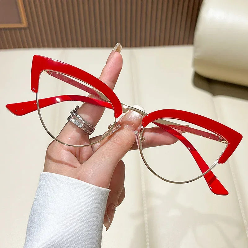 Women's Cat Eye Reading Glasses | Blue Light Blocking · HD Clear · Half-Rim | 5 Colours · 0 to +4.00 | Braviixx