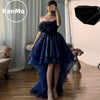 Ranmo Modern Organza Royal Blue Evening Dresses Hi-Lo Off Shoulder 2026 New Pleat robe de soirée dubaï luxe Prom Gown Customized
