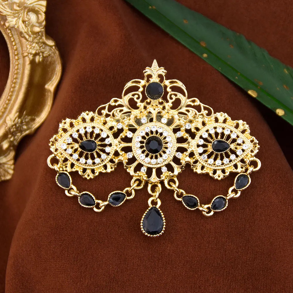 Crystal Caftan Brooch | Teardrop Chains | Braviixx