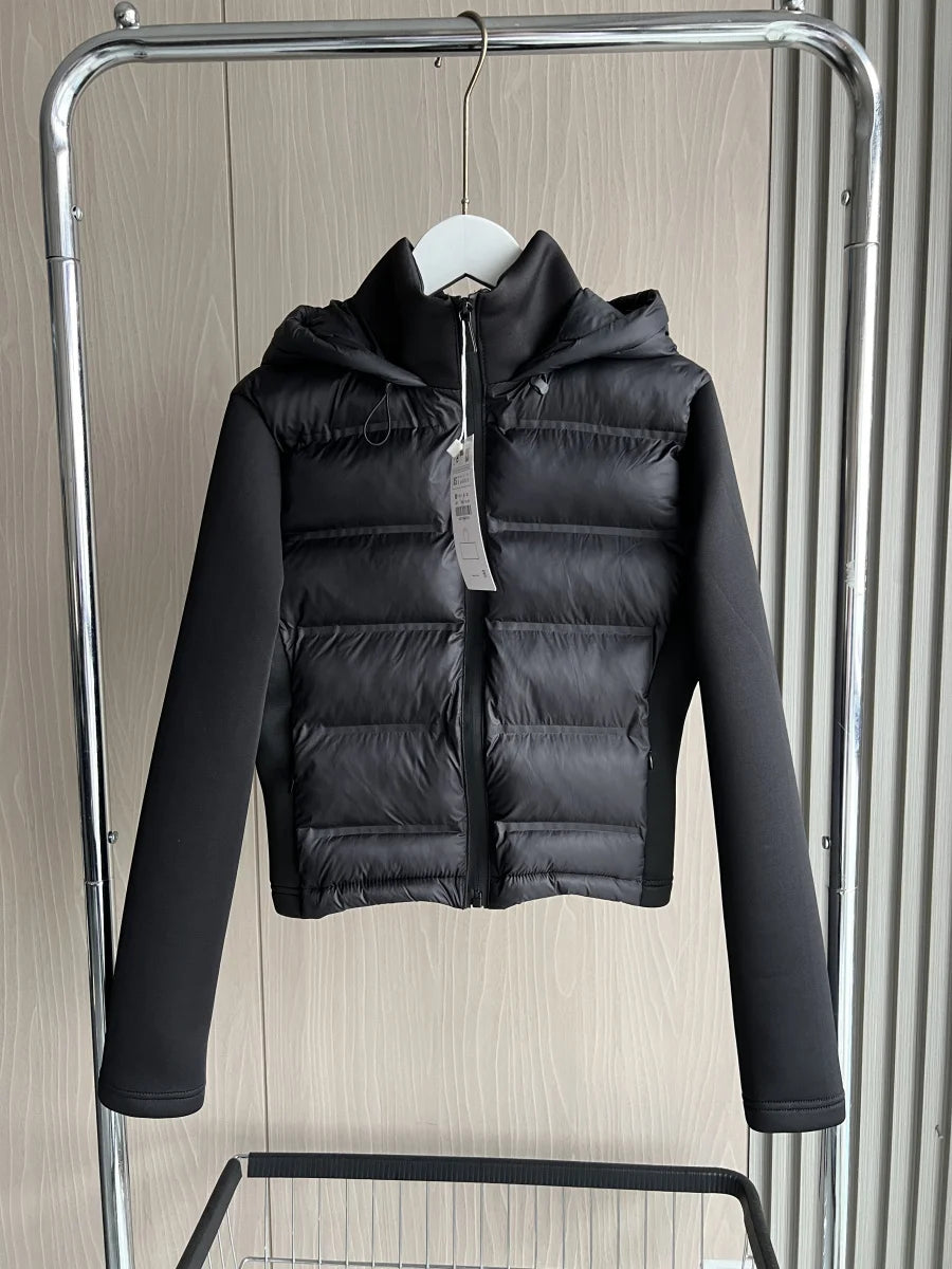Women's Hooded Quilted Jacket | Stand Collar & Contrast Sleeves | Braviixx