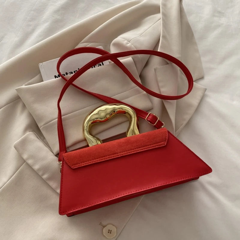 Sculpted Handle Handbag | Asymmetric Flap & Crossbody Strap | Braviixx