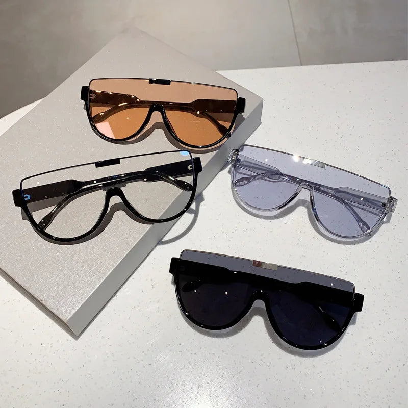 Women's Oversized Shield Monoblock Sunglasses | UV400 · Flat Top · Vintage | 5 Lens Options | Braviixx