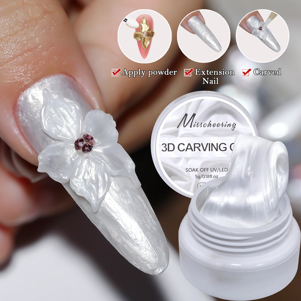 5ml White 3D Carved Nail Art Gel | Sculpting & Design Options | Braviixx