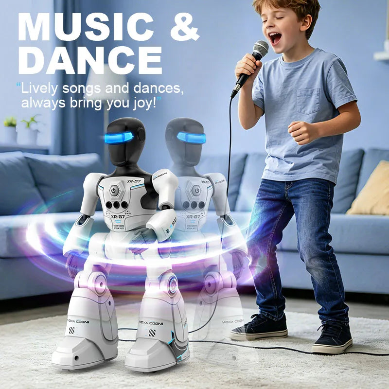 AI Smart Voice & Gesture Control Robot Toy | Programmable Interactive Robot with LED Lights, Music & Dance | Braviixx