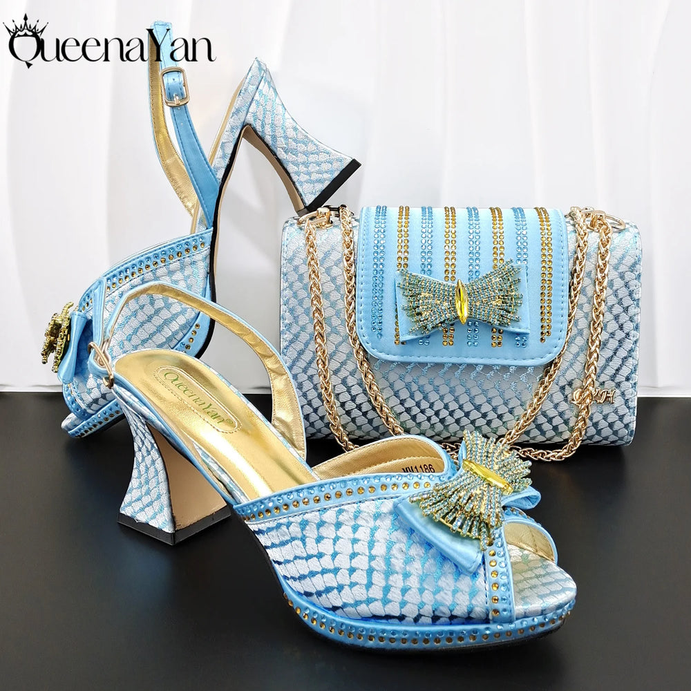 Women's Crystal Rhinestone Peep Toe Pumps | Square Heel Ankle Strap | 8.5cm | 6 Colors | EU 38–43