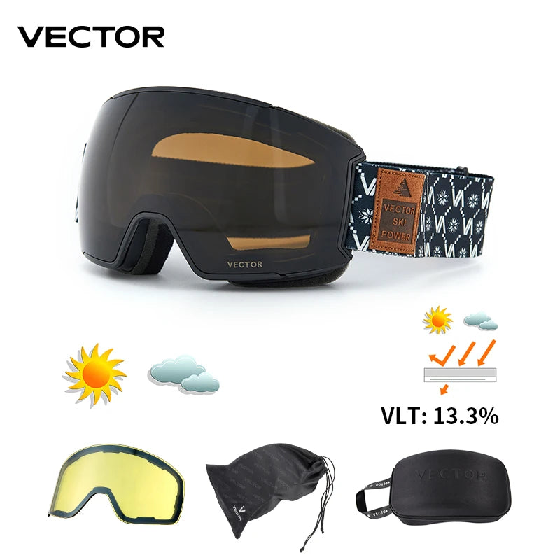 Vector OTG Ski Goggles | UV400 · Anti-Fog · Snowboard · Unisex | Goggle Only or Full Set | M/L | Braviixx