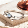 Vintage 925 Silver Natural Oval Moonstone Bangle 7.5 inches Handmade Bangle Fine Jewelry Valentines Gift for Girlfriend Women