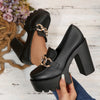 Women's Platform Heeled Loafers | Chain Detail & Block Heel | Braviixx