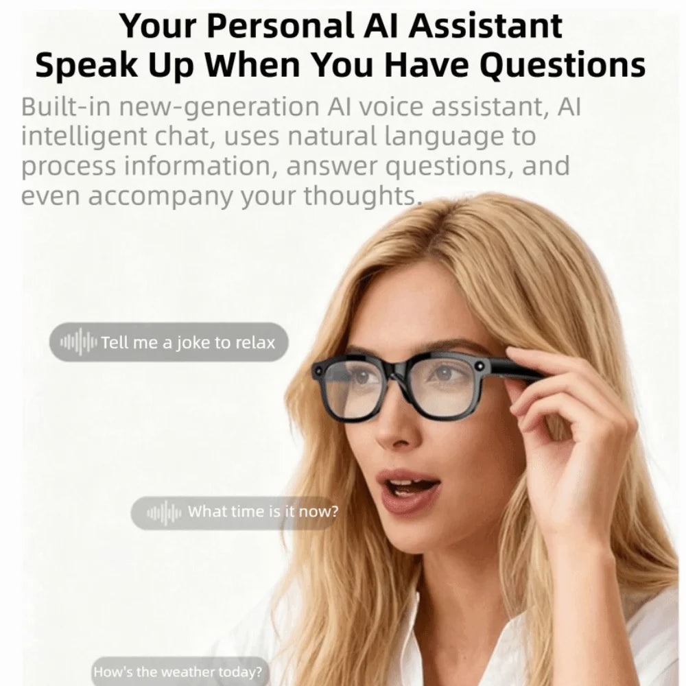 AI Smart Glasses with 8MP Camera | Real-Time Translation, 1080p Video Recording, Bluetooth Music & Anti-Blue Light | Braviixx
