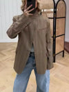Women Stand Collar Irregular Plaid Blazer Jackets Long Sleeve Split Loose Short Jackets 2026 Stylish Lady Daily Commute Outwears