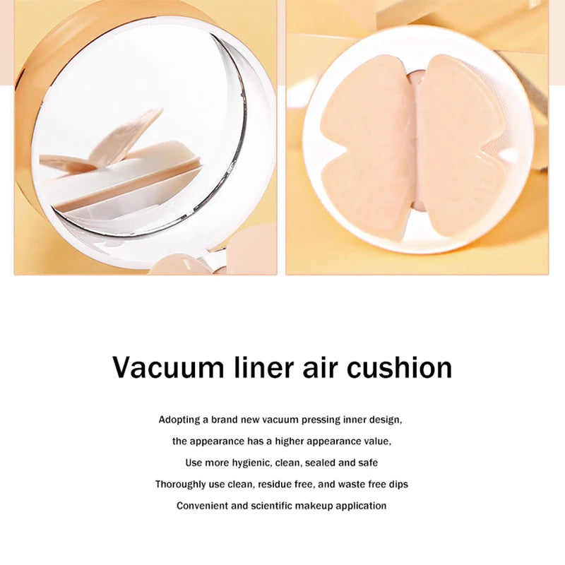 Air Cushion BB Cream | Moisturizing Foundation & Concealer with Butterfly Powder Puff | Braviixx