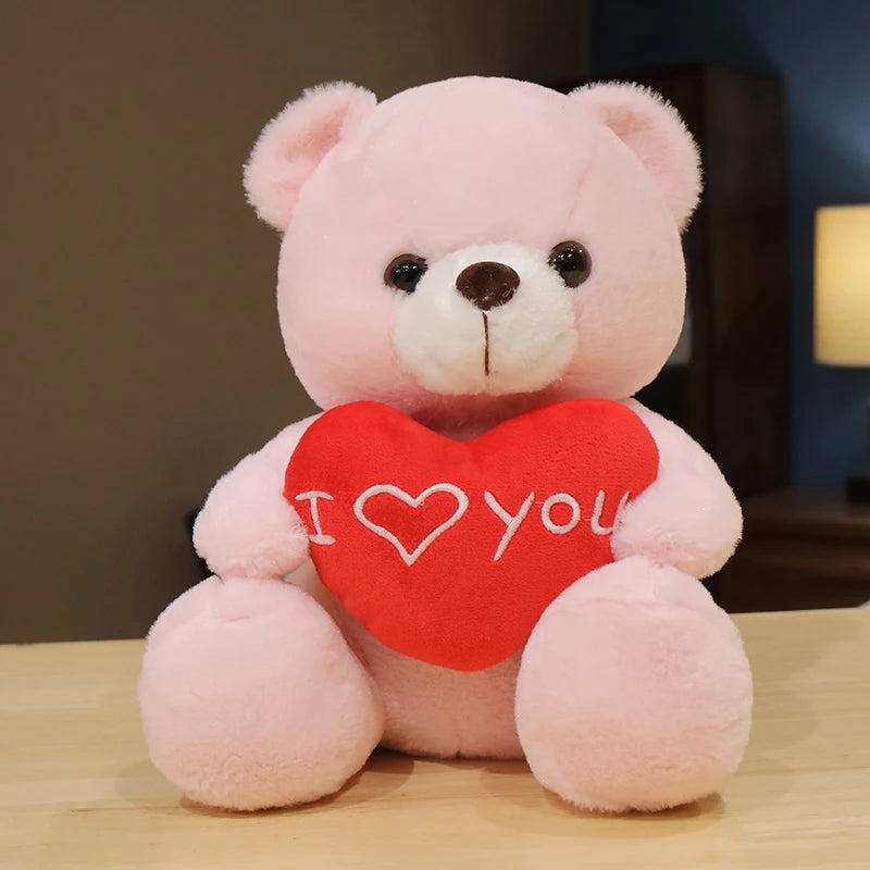 28cm Teddy Bear Holding Heart | I Love You Plush Gift | Braviixx