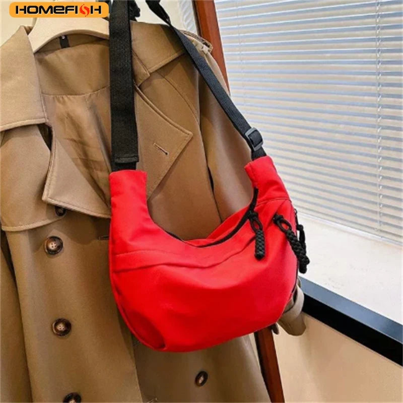 HOMEFISH 2026 New Fashion Large Capacity Casual Nylon Women Shoulder Bag Korean Style Hobos Bag Youth Crossbody Shoulder