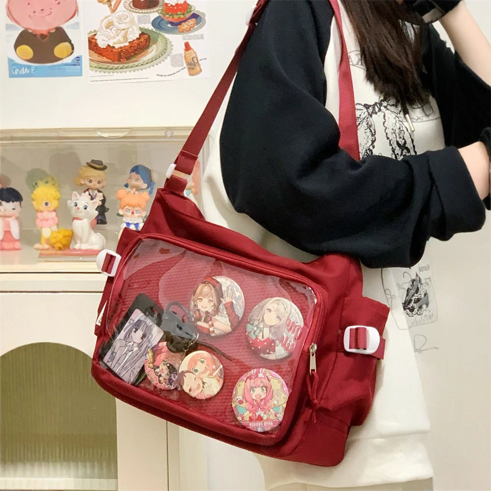 Women's Ita Bag | Japanese Style Shoulder Bag · Clear Window · Multi-Pocket | Black · Beige · Blue · Khaki · Red | Braviixx