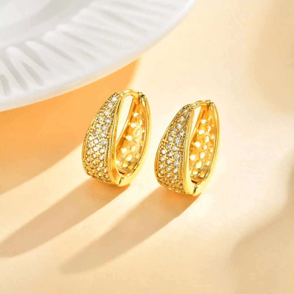VNOX 18K Gold Plated CZ Earrings | Teardrop Stud or U-Shape Hoop | Hypoallergenic | Braviixx