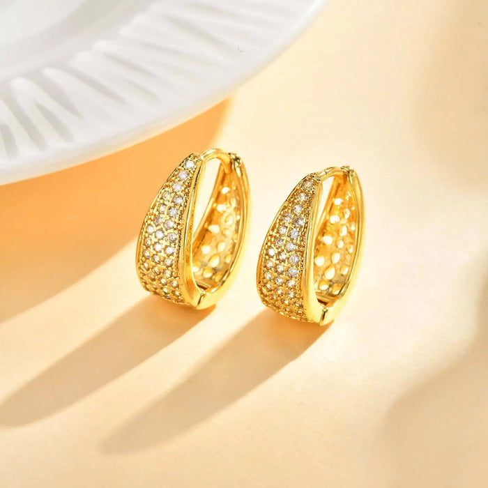 VNOX 18K Gold Plated CZ Earrings | Teardrop Stud or U-Shape Hoop | Hypoallergenic | Braviixx