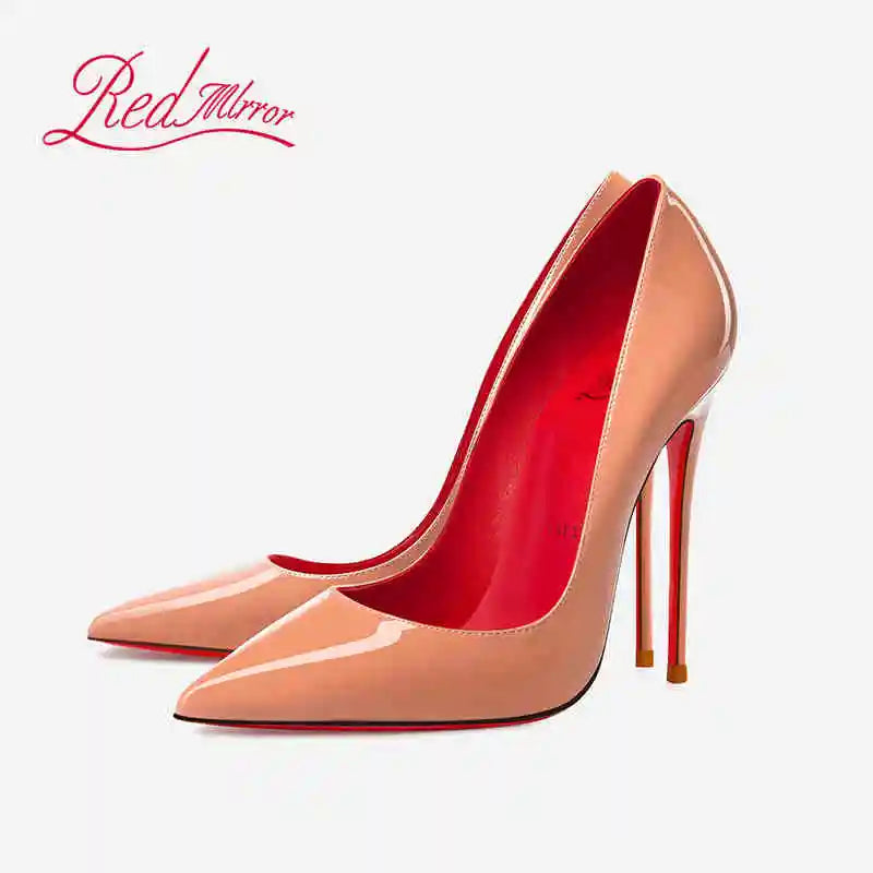 Women Heels Naked Color Women's Elegant High Heel Luxury Black Shoes Woman 2026 Red Shiny Bottoms Pointed Toe Party Ladies Women