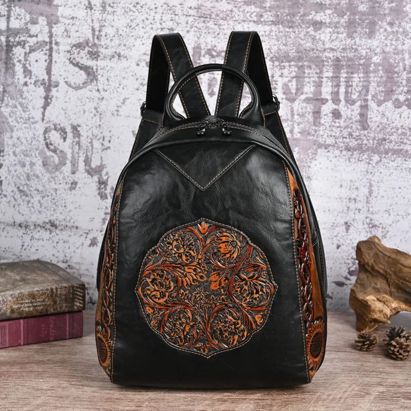 Vintage Floral Embossed Backpack | PU | Braviixx