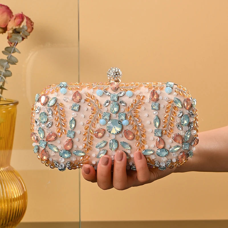 Women's Crystal Beaded Clutch Evening Bag