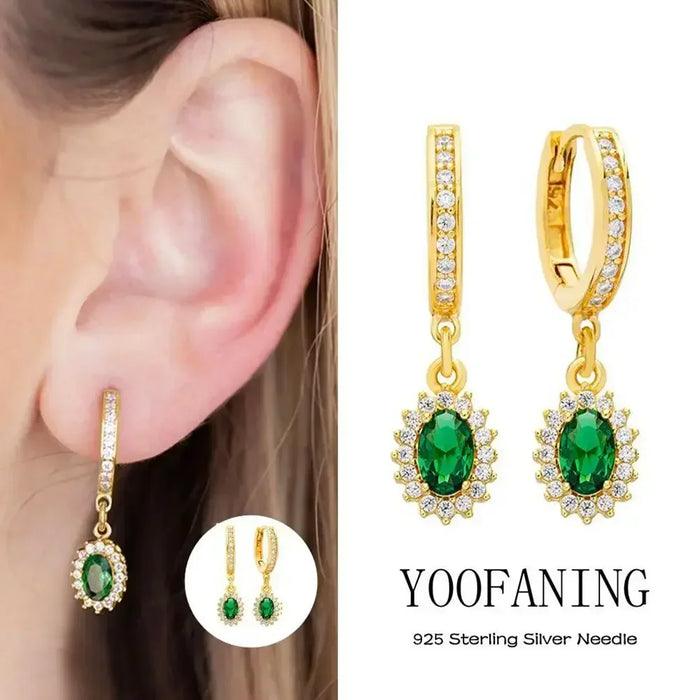 Hot Selling925 Sterling Silver Needle Exquisite 24K Gold Earrings Water Drop Gold Earrings Women's Luxury Wedding Party Jewelry