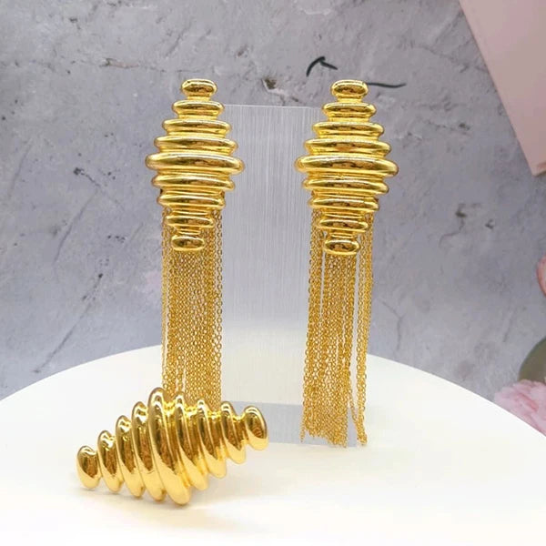 Women's Gold-Tone Tassel Jewellery | Earrings, Ring & Necklace Set Options | Braviixx