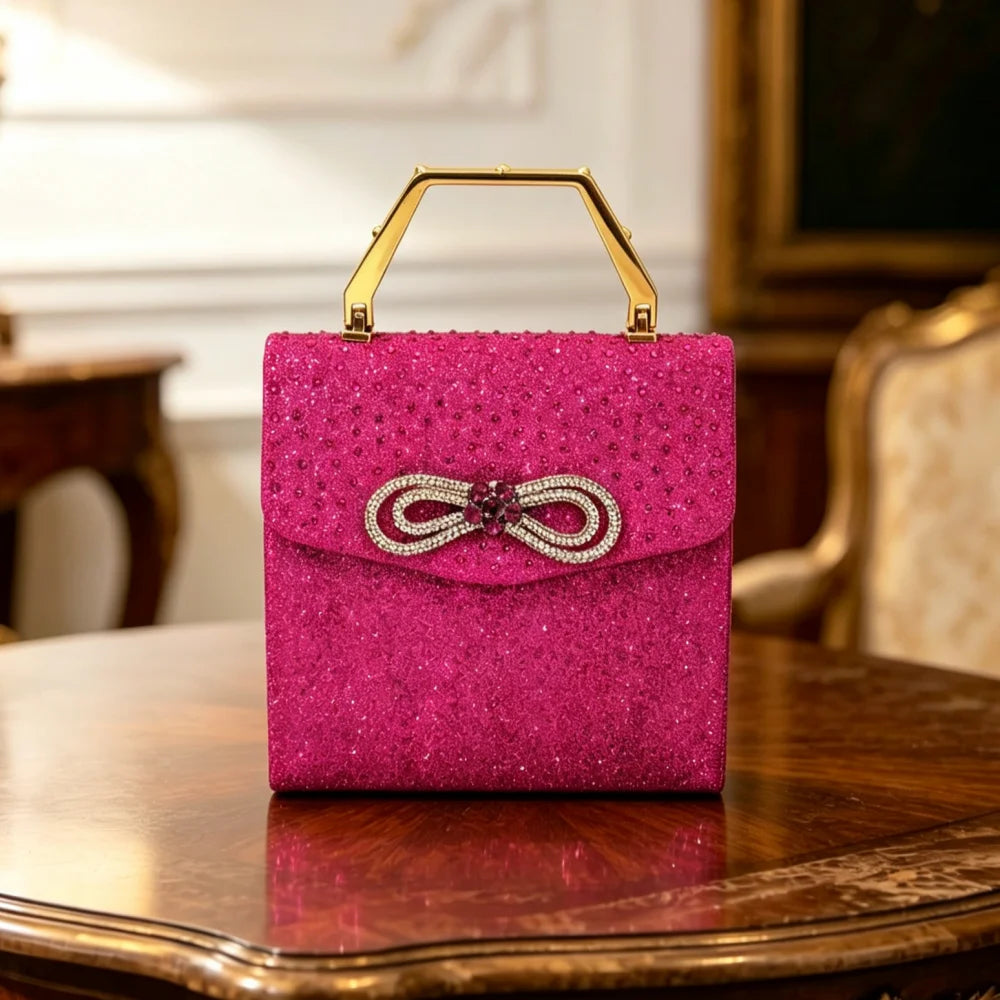 Women's Diamond Bow Evening Minaudière Bag