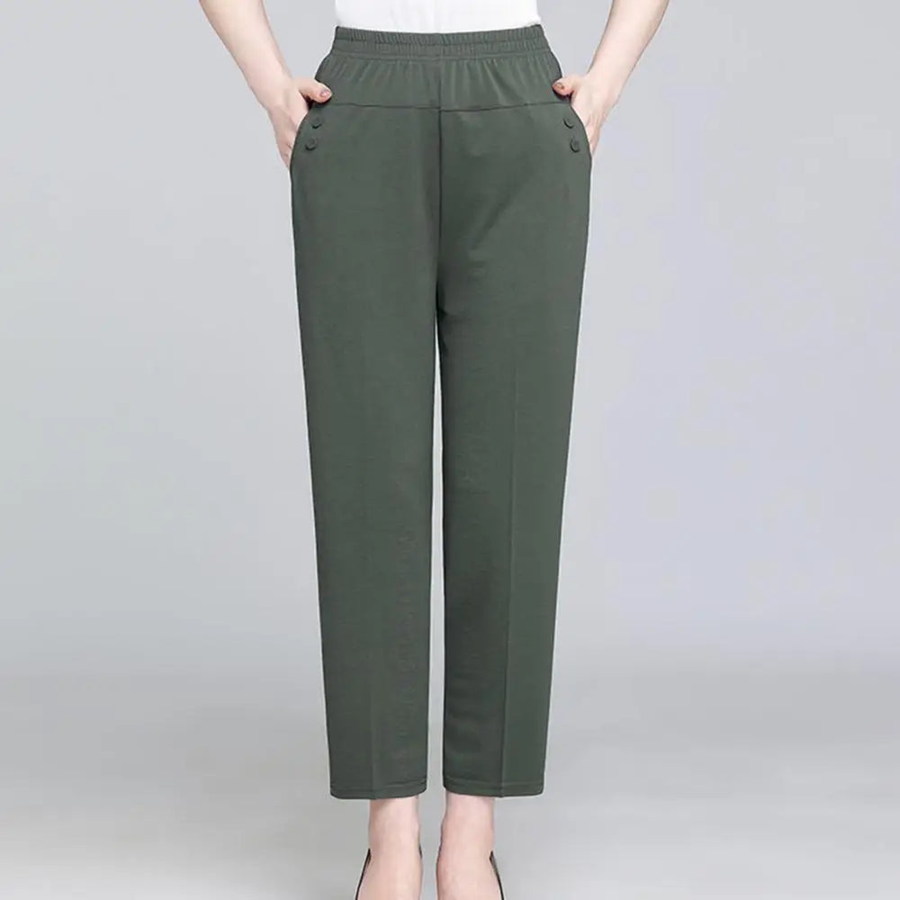 Women's High-Waist Straight-Leg Trousers | Elastic Waist & Pockets | Braviixx
