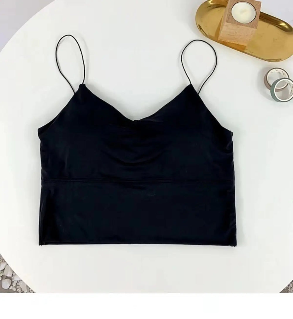 Ice Silk Padded Bralette Camisole Tank Top | Seamless Backless Wireless Vest | 4 Colours | Braviixx