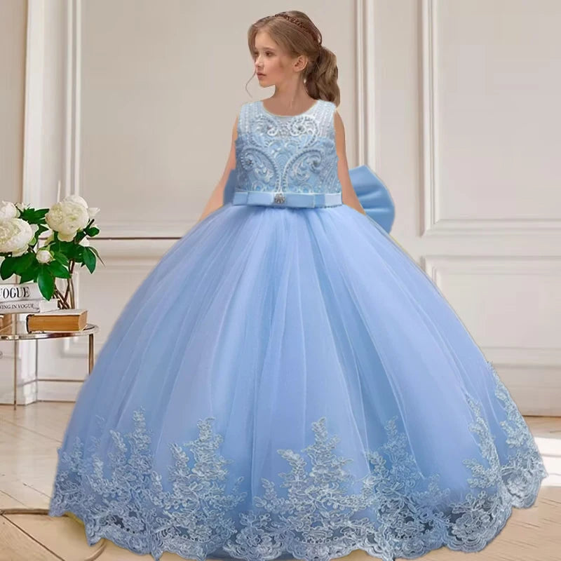 Girls Floral Long Ball-Gown Dress | Party Princess Dress | 3–4Y to 11–12Y | Braviixx